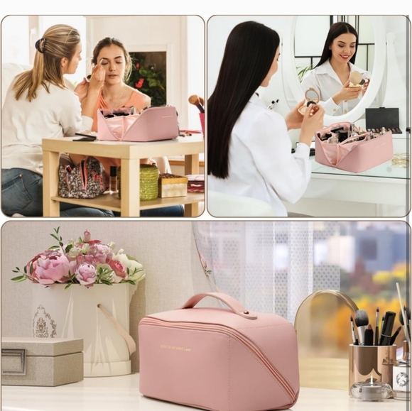 Large Capacity Travel Cosmetic Makeup Bag (Pink) - Picture 12 of 14